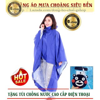 Áo mưa - áo mưa choàng màu trơn: siêu nhẹ - siêu bền + tặng túi chống nước cao cấp điện thoạii