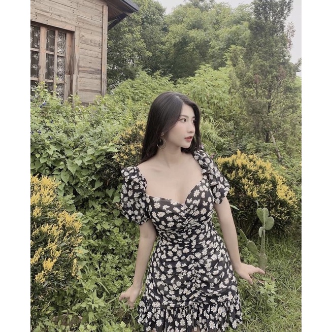 Đầm hoa cúc bigsize voan Hàn 2 lớp Laluas