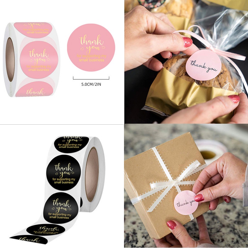 Cuộn 500 miếng dán chữ Thank you trang trí thiệp xinh xắn