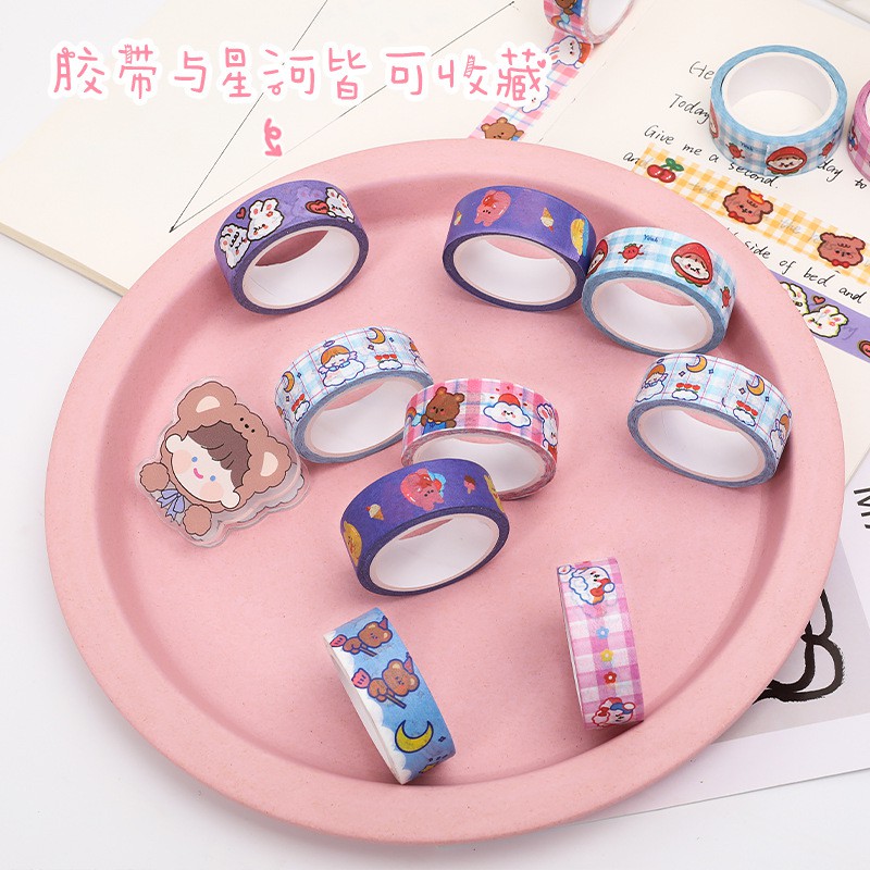 Washi tape Băng dính cô gái dễ thương trang trí đầy màu sắc đơn giản sáng tạo C-11