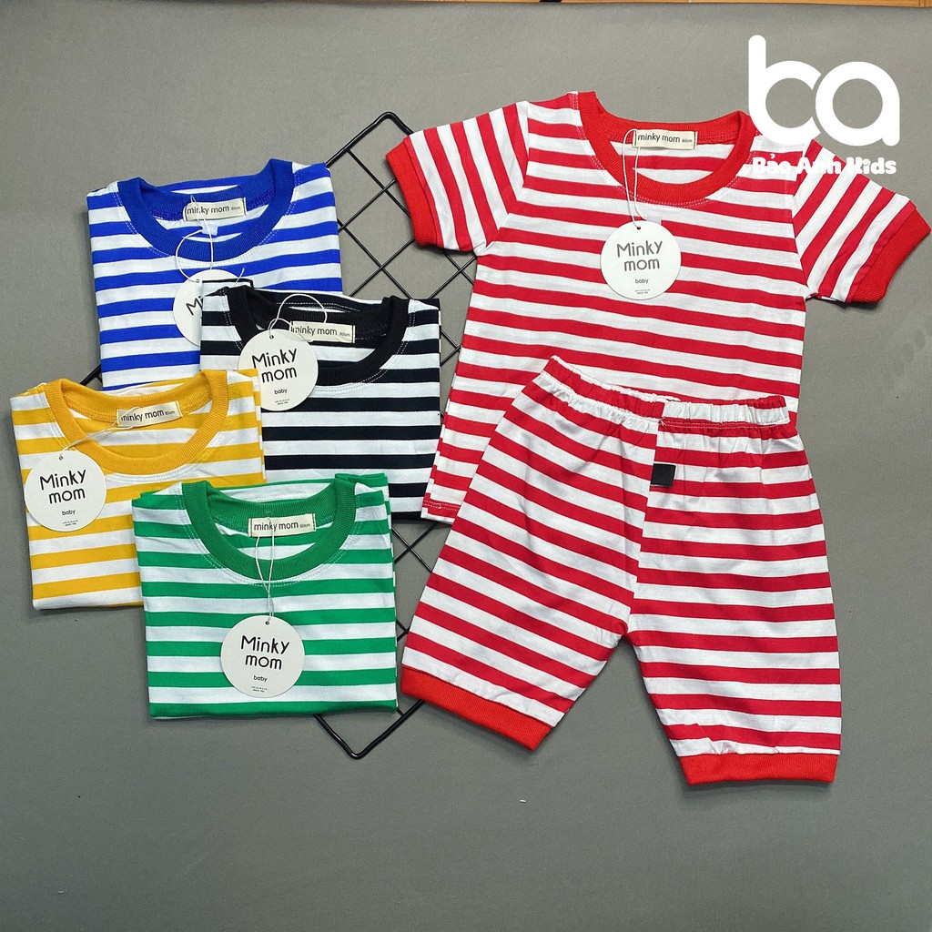 Bộ Cộc Tay Kẻ Sọc Cho Bé Trai Bé Gái - Cotton Minky Mom Kẻ Sọc - Co Giãn Tốt Mềm Mịn Thấm Hút Mồ Hôi (BA01)