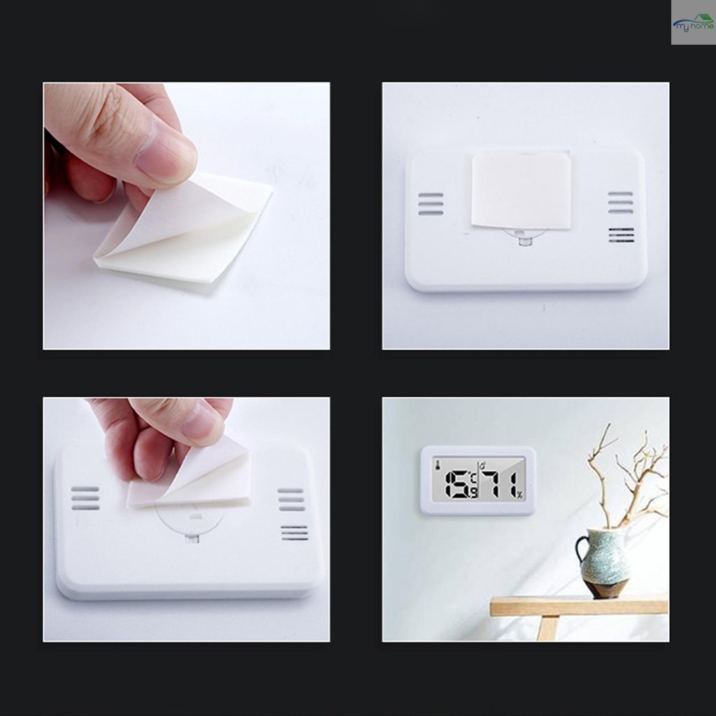 (hàng Mới) Đồng Hồ Đo Nhiệt Độ Độ Ẩm Màn Hình Lcd Kỹ Thuật Số Có Giá Đỡ Dán Tường