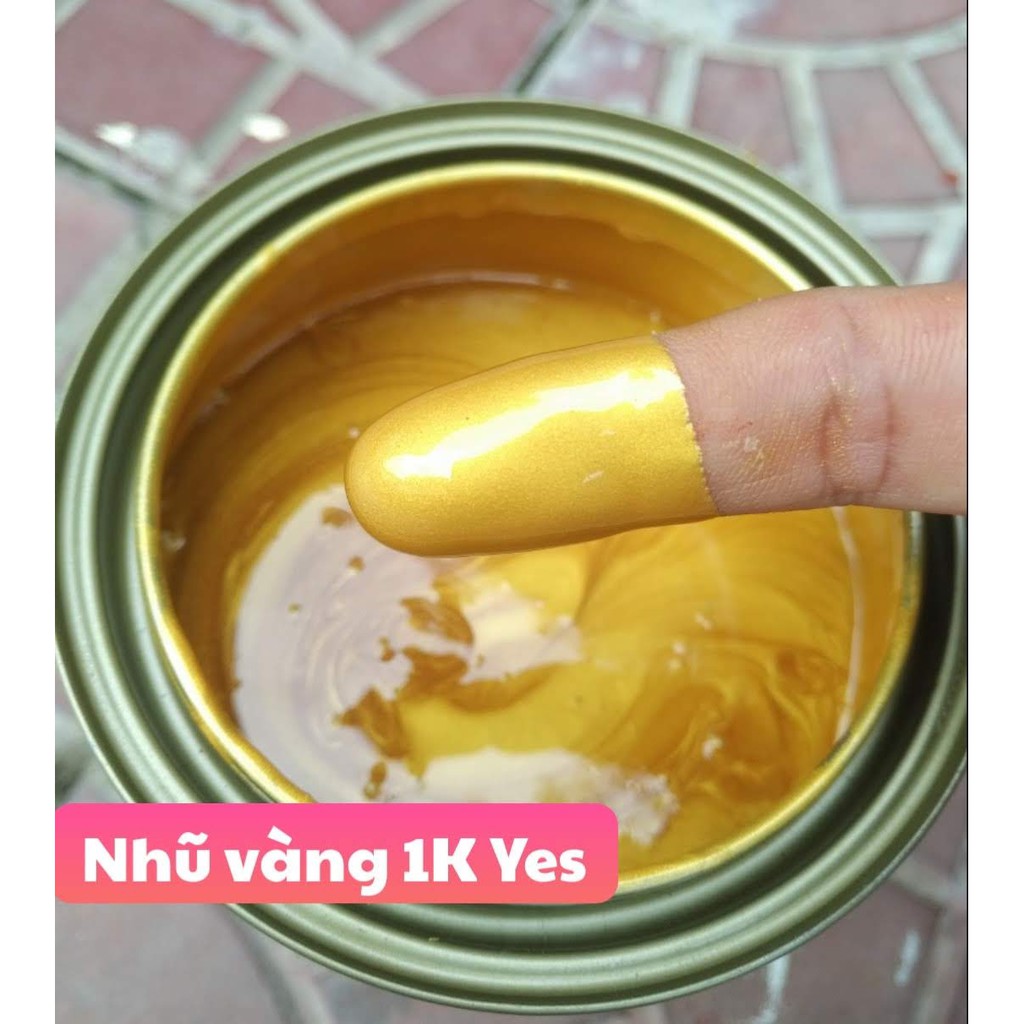 Sơn nhũ vàng cao cấp 1K YES - Mau khô, bền, đẹp (Tặng kèm cọ khi mua Lon 400g, 800g)