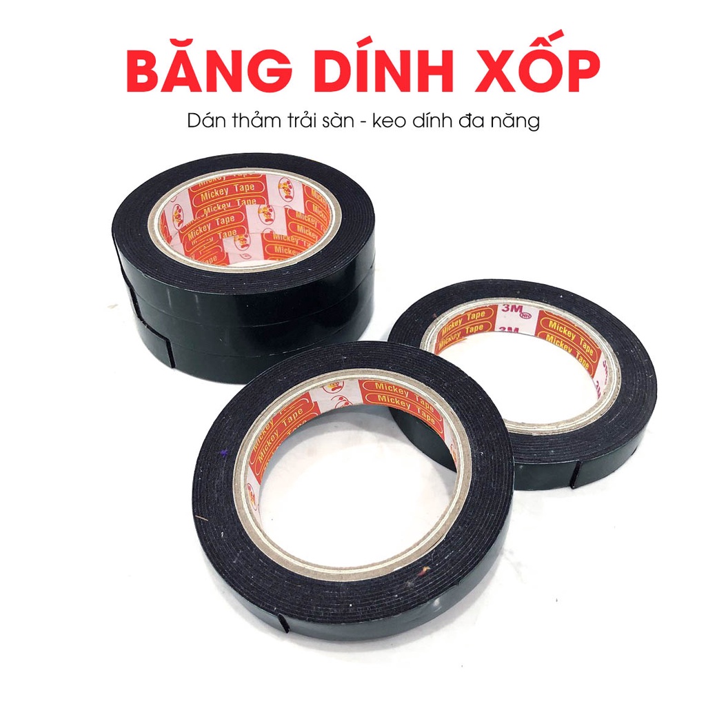 Băng dính xốp xanh 2 mặt loại tốt siêu dính đàn hồi chịu lực tốt 1.8cmx6m giá rẻ