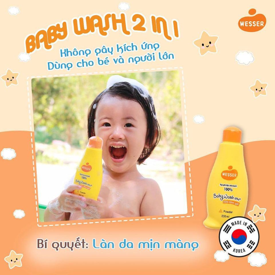 Sữa tắm gội 2trong1 wesser Hàn quốc 500ml