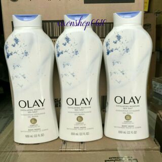 (Mẫu mới) Sữa tắm  OLAY MUỐI BIỂN EXFLOATING SEA SALT 650ml của Mỹ