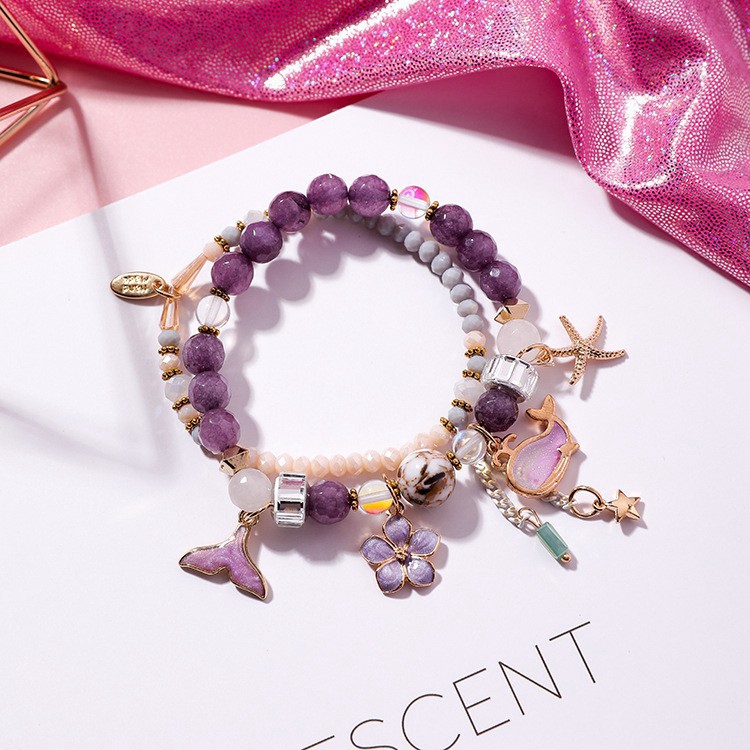 XiaoboACC Vòng Tay Có Giãn Hình Hoa / Cá Heo Phong Cách Retro Thời Trang Cho Nữ