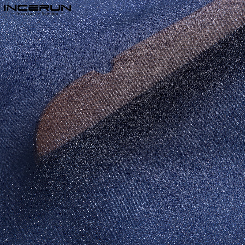 Quần lưới INCERUN xuyên thấu ống rộng thời trang gợi cảm cho nam