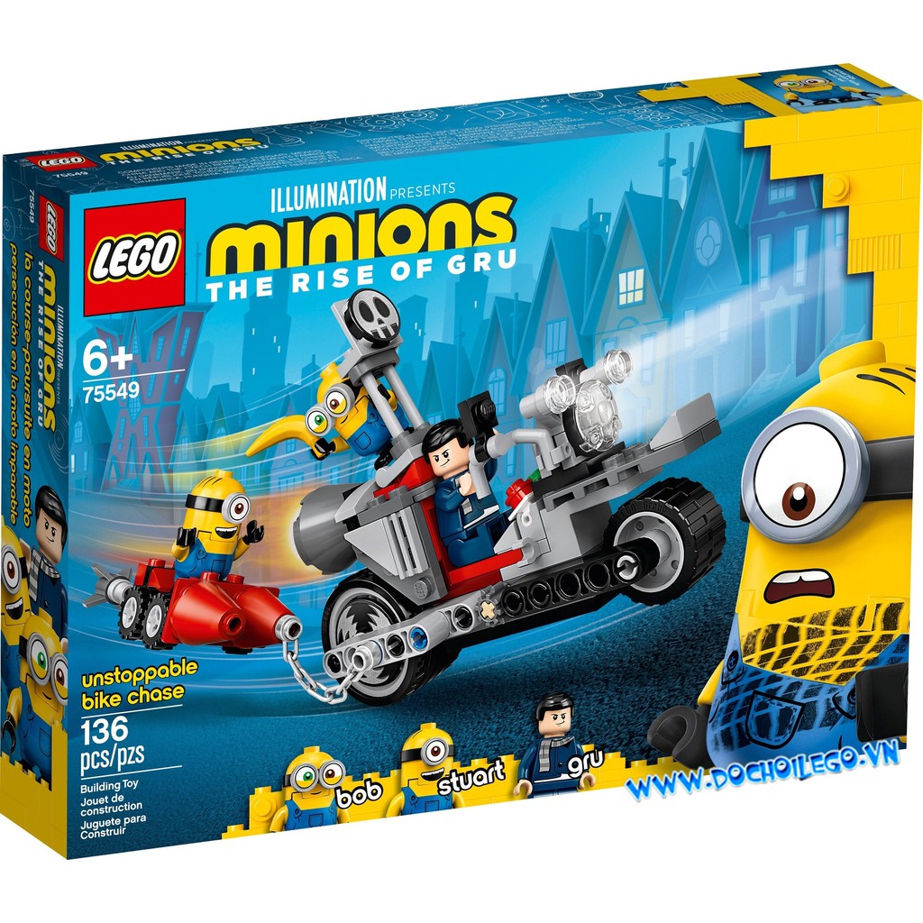 75549 Đồ chơi lắp ráp Iego Minions Unstoppable Bike Chase - Cuộc truy đuổi xe máy
