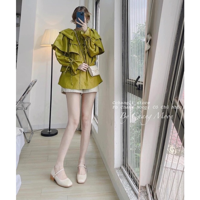 Áo sơ mi bèo tầng tay phồng cổ tròn tay bài bo nơ xinh, áo sơ mi bèo tay bồng tầng xoè | BigBuy360 - bigbuy360.vn