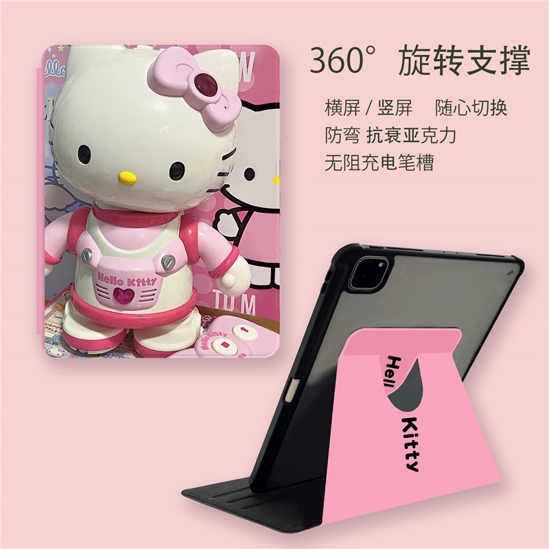 Bao Da Máy Tính Bảng In Hoạt Hình Hello Kitty Cho IPad2021 10.2 Ipad12.9 Mini6 Ipad Air1 / Air2 Air4 / 5 Ipad10.9 Ipad7th Ốp