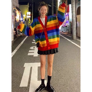 [HOT] ( ảnh thật )Áo Cardigan phối màu cầu vồng