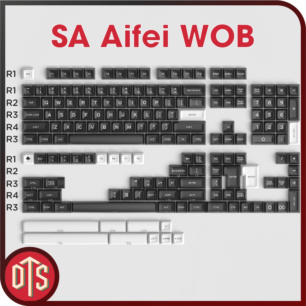 Keycap SA Aifei White on Black cao cấp Double shot sắc nét | ABS | WOB | Nút nhựa dùng cho bàn phím | Doublet store