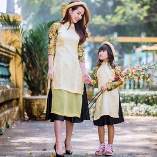 Combo áo dài mẹ bé