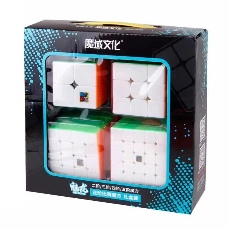 Combo 4 Rubik Moyu Meilong Gift Stickerless, 2x2, 3x3, 4x4, 5x5 - Trơn Mượt, Bẻ Góc Tốt