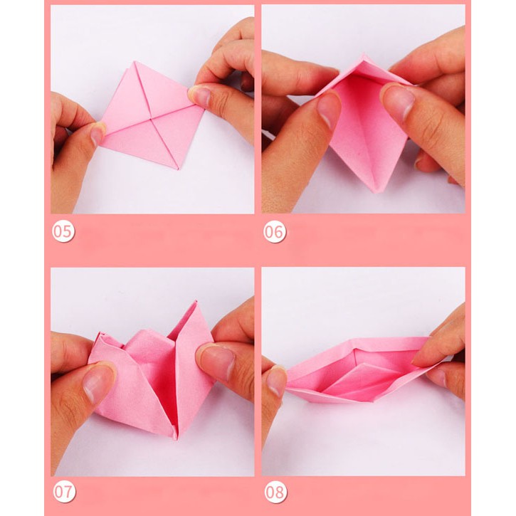 Gấp giấy origami, gấp hạc thủ công nhiều màu