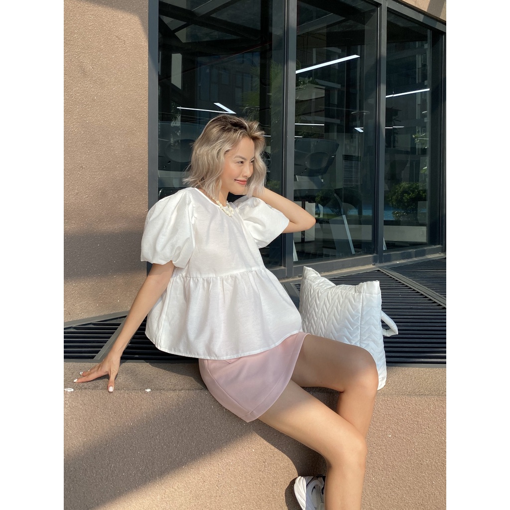 Áo babydoll tay phồng thắt nơ sau MIMI TOP