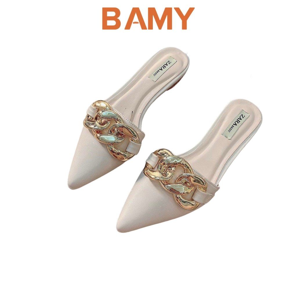 Sục nữ đế bệt mũi nhọn chất da lì hối dây xích phong cách nhẹ nhàng, tiểu thư BAMY | BigBuy360 - bigbuy360.vn