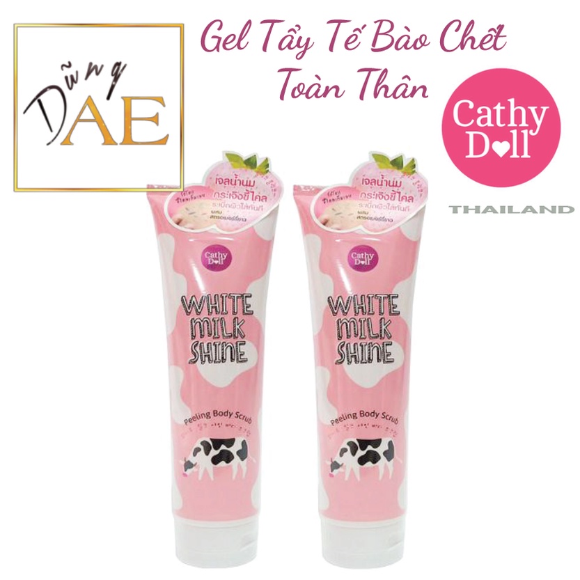 Tẩy da chết toàn thân Cathy Doll White Milk Shine Peeling Body Scrub Thái Lan 320mL