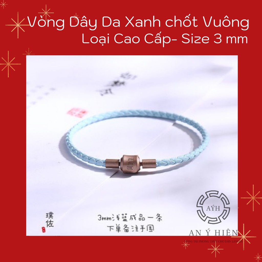 Vòng dây da xanh dương chốt vuông (Cao cấp, bền màu 1 năm)