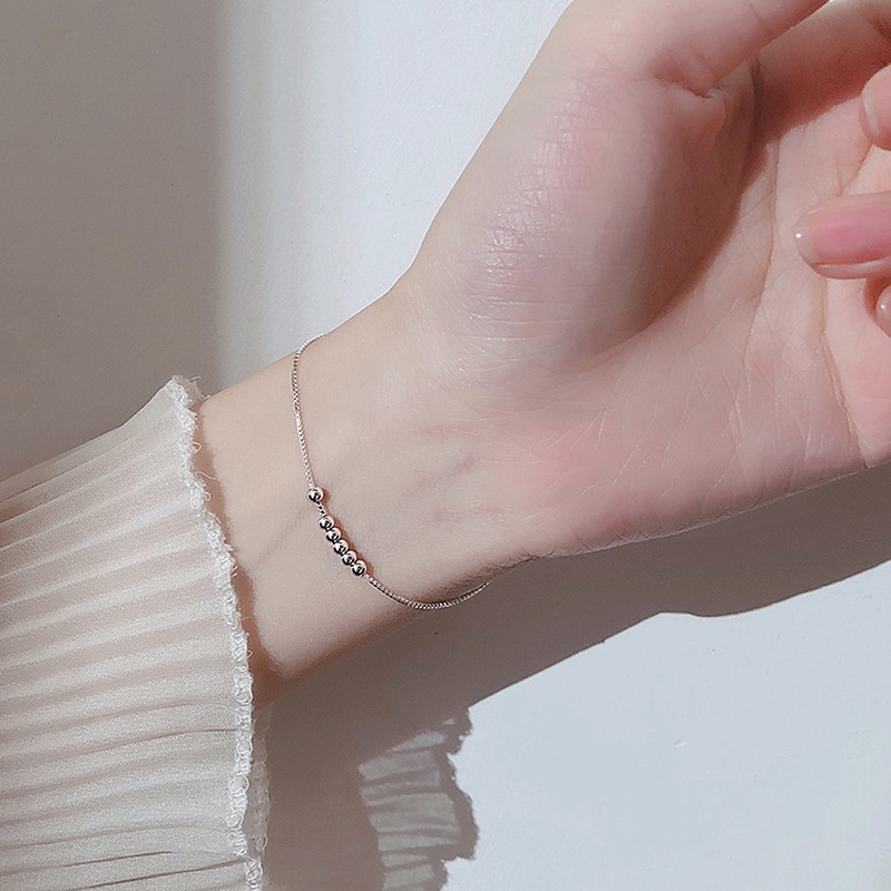 Vòng Tay Bạc S925 Đính Hạt Nhỏ Đơn Giản Thời Trang Hàn Quốc Cho Nữ