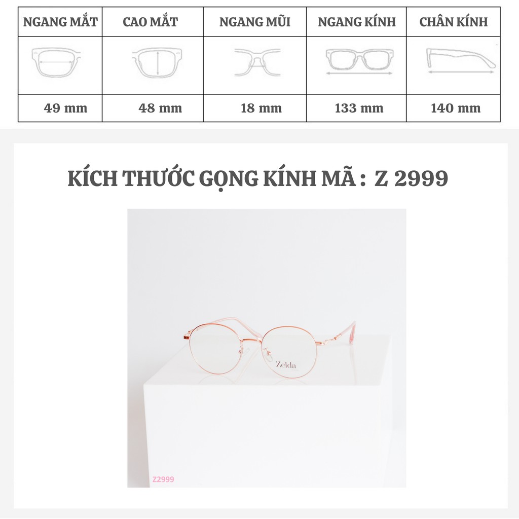 Gọng kính cận nữ nam lắp cận sẵn mắt kính tròn dùng lắp mắt kính cận hoặc 0 độ - Eyepro - GZ2999