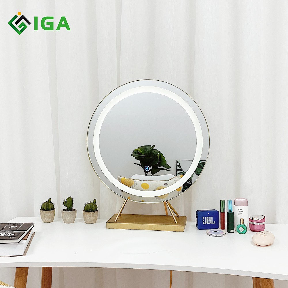 Gương Bàn Trang Điểm IGA Viền Led Mirror T Phong Cách Hàn Quốc - GN23