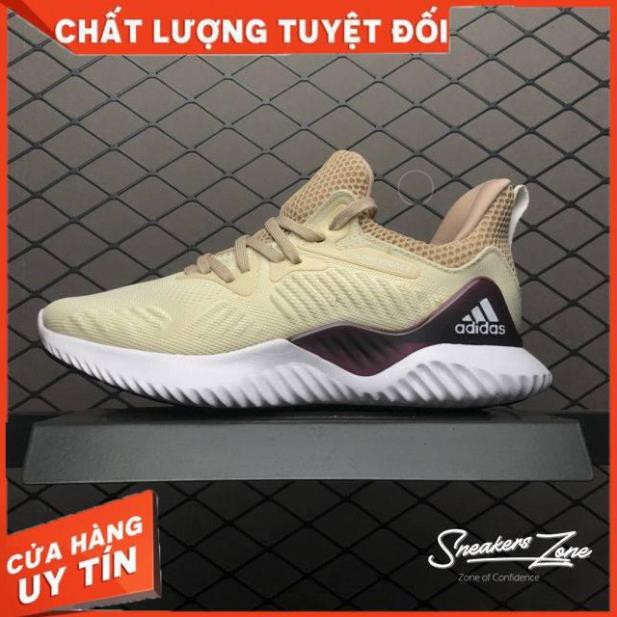 𝐓ế𝐭 (FREE SHIP + HỘP + QUÀ) Giày thể thao sneaker nam nữ ALPHABOUNCE Beyond 2018 Cream deep red Kem gót đỏ đậm