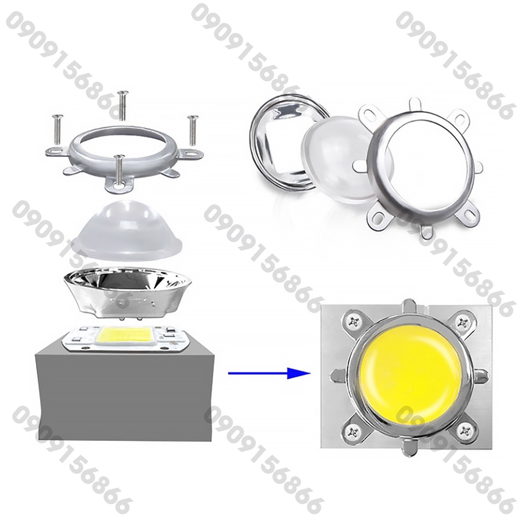 Bộ Chóa led cầu 60 độ 120 độ cho chip led 20,30,50,100W