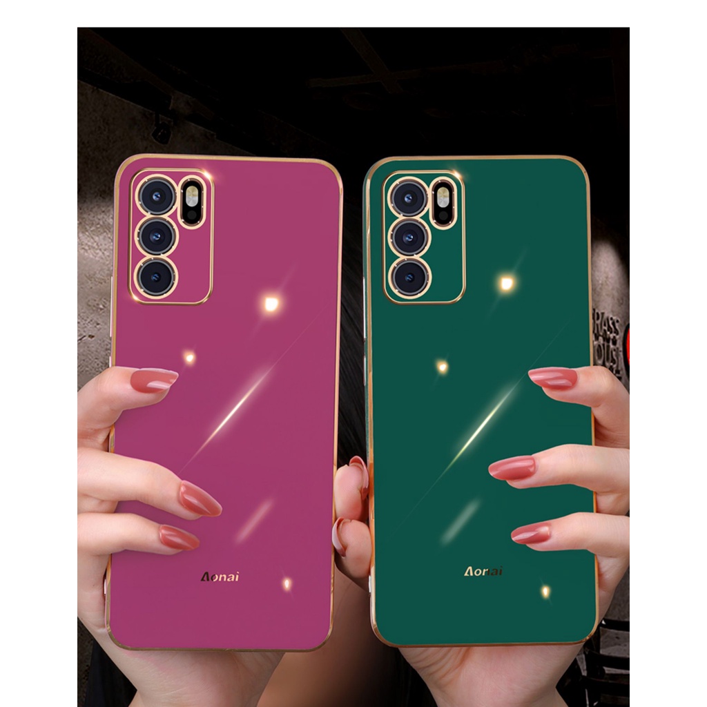 Ốp lưng Silicon mạ vàng cho Oppo Reno 6z 5g Reno6 5g Reno5 Reno4 ốp điện thoại dẻo chống sốc