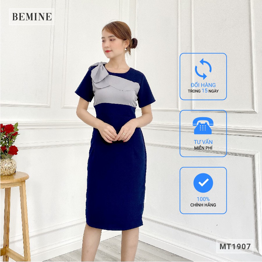 Đầm body phối nơ vai BEMINE MT1907DEN