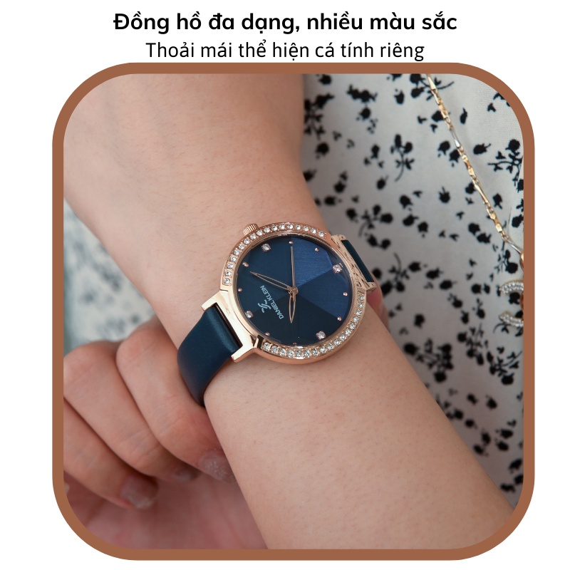 Đồng hồ nữ Daniel Klein Watch DK.1.12847 mặt nhỏ đính đá, kính cứng chống xước, chống nước, dây thép đeo tay cao cấp
