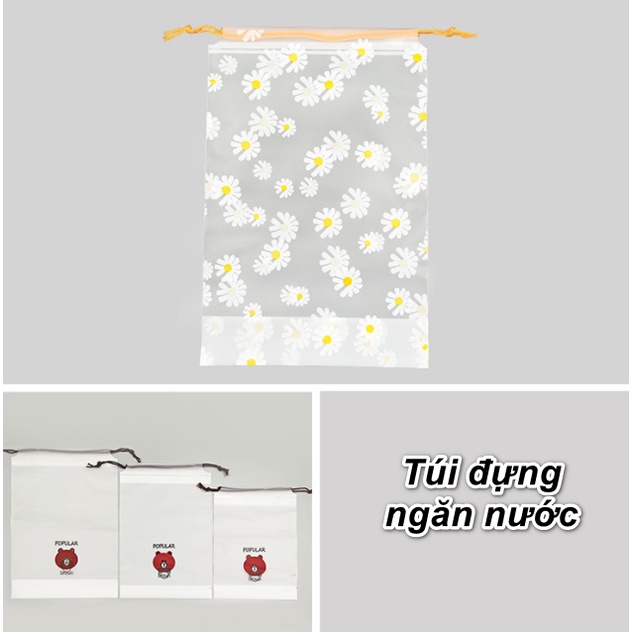 Túi nhựa dây rút chống thấm nước đựng đồ nhiều họa tiết
