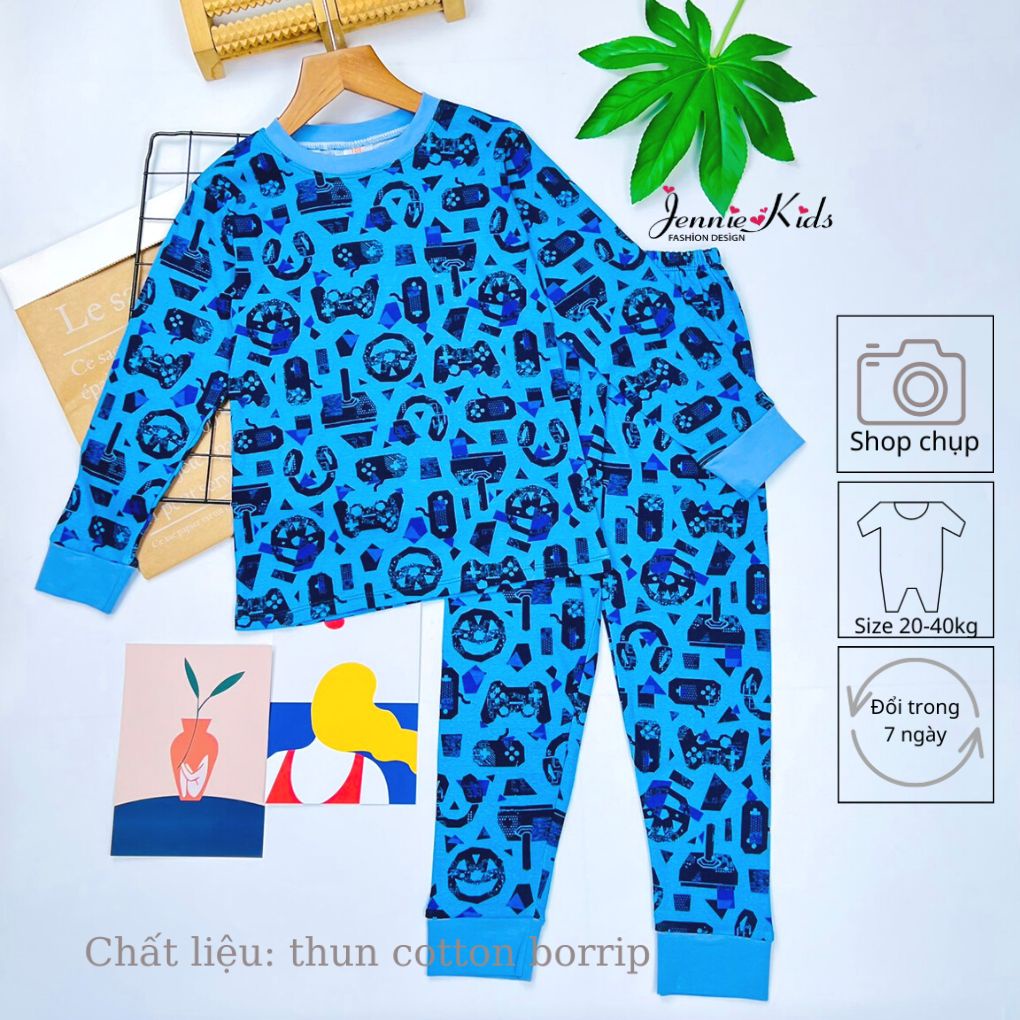 Bộ bé trai, đồ bộ bé trai dài tay size đại thun cotton VNXK Jennie kids J464