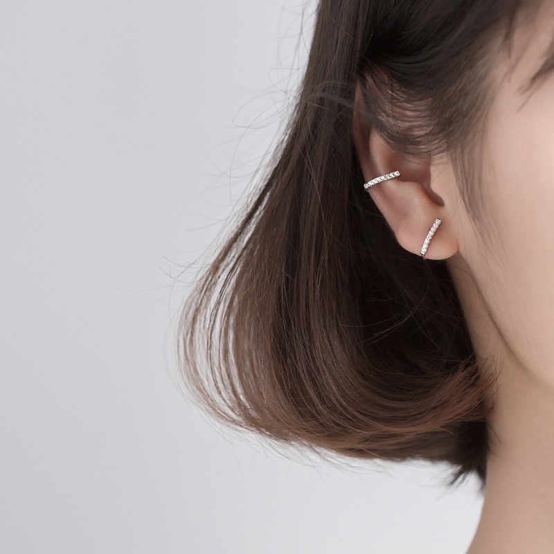 Khuyên tai mạ bạc S925 dạng kẹp phong cách Hàn Quốc