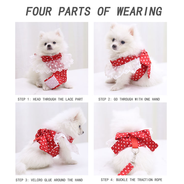 Dây Dắt Thú Cưng Đi Dạo Phối Hình Chiếc Nơ Ngọt Ngào Phong Cách Hàn Quốc