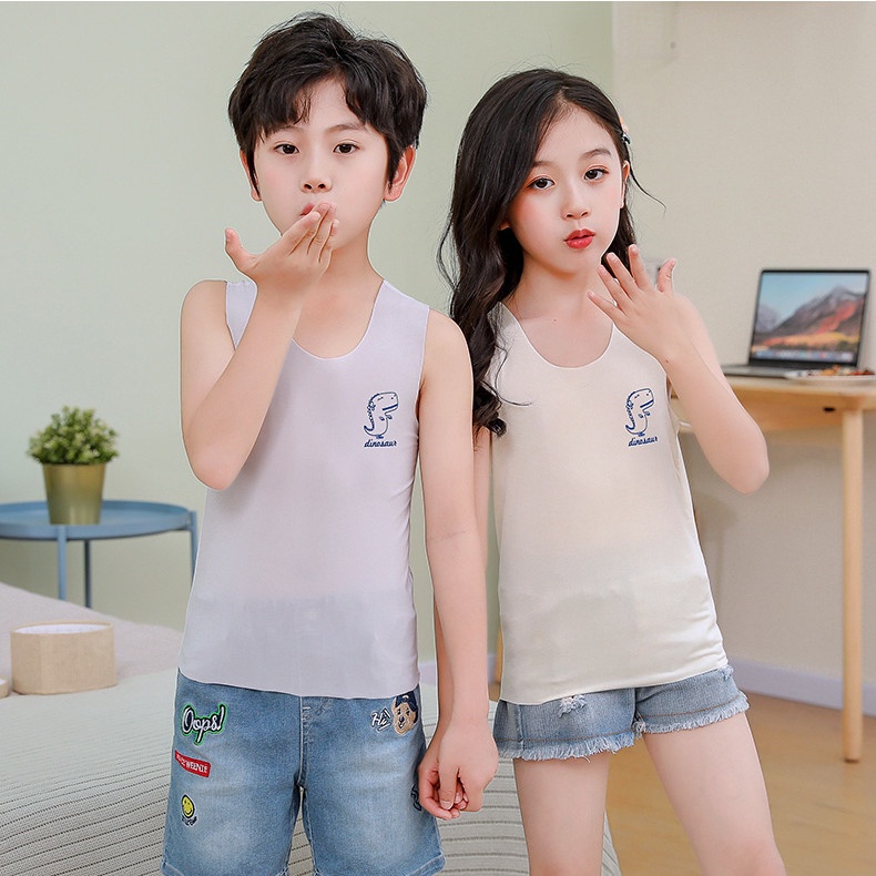 Áo Thun Không Tay Không Đường May 100-160cm In Hình Hoạt Hình Cho Bé