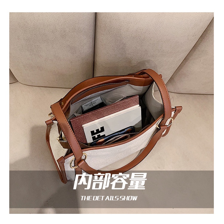 Túi Xách Canvas Cỡ Lớn Màu Sắc Tương Phản Thời Trang