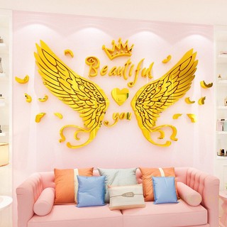 Tranh dán tường mica cánh tiên gold beauty chất liệu mica dán nổi trang trí spa, nail mi