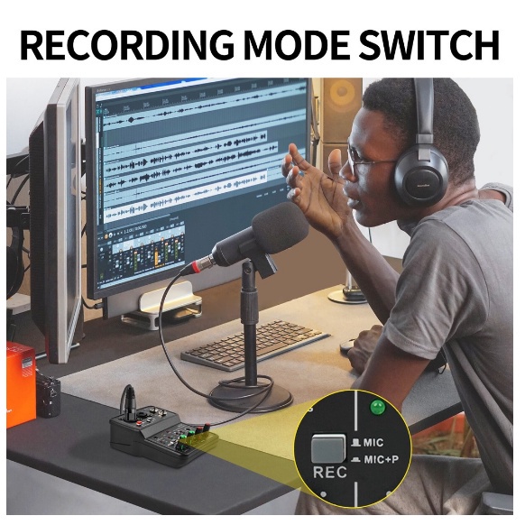 Thẻ Âm Thanh Chuyên Nghiệp Q12 / Q16 Có Màn Hình Ghi Âm Phát Trực Tiếp Cho Studio / PC