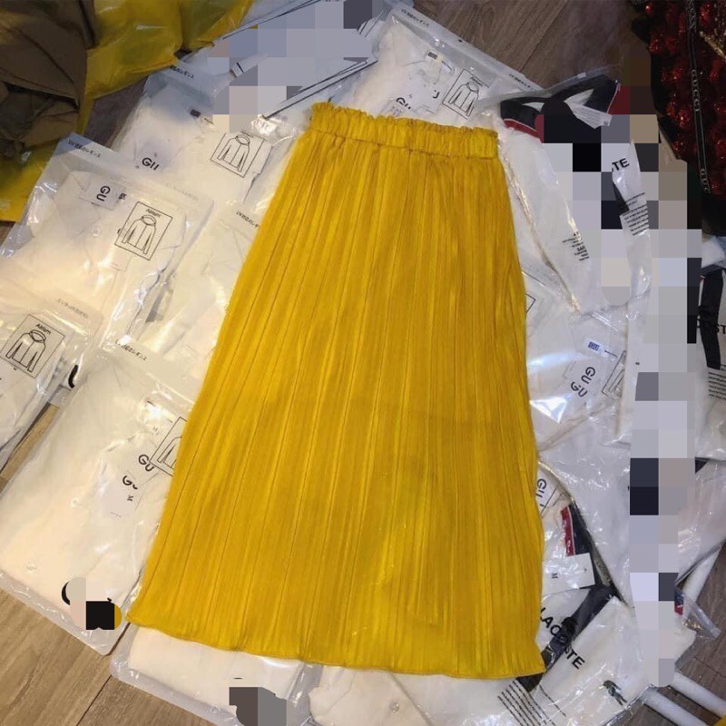 CHÂN VÁY DÀI XẾP LY 4 MÀU HỒNG,VÀNG,ĐEN,XANH | BigBuy360 - bigbuy360.vn