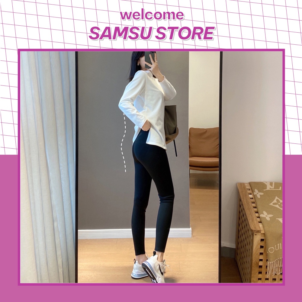 Quần legging nữ dài đẹp vải thun cotton co giãn ôm bó, Quần tregging nữ dài tập gym lưng cạp cao nâng mông Geleva LEG521