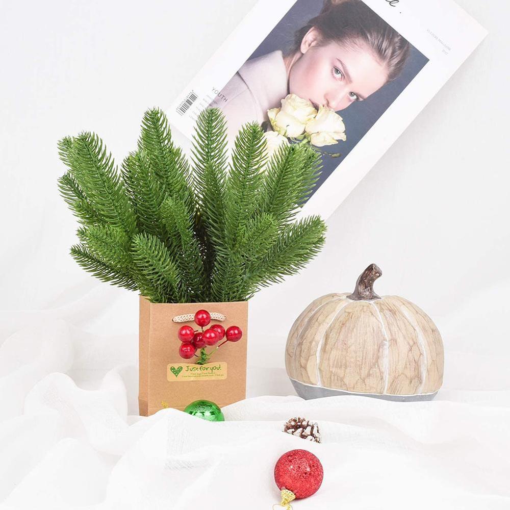 Set 10 Cành Thông Giả Bằng Nhựa Dùng Trang Trí Dịp Giáng Sinh Dễ Thương