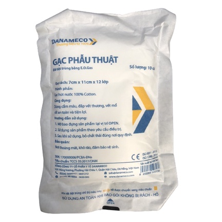 Gạc phẫu thuật Danameco các kích cỡ 12 lớp