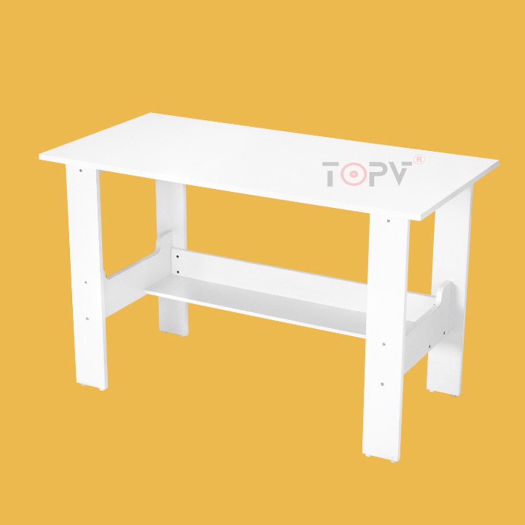 Bàn làm việc bàn học kèm kệ sách gỗ TopV lắp giáp thông minh cho học sinh sinh viên văn phòng 1m2 trắng