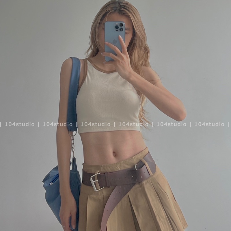 Áo balo croptop viền chỉ phong cách cá tính