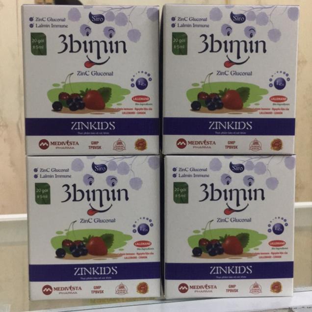 Siro Uống 3bimin Zinkids Hỗ Trợ Tăng Cường Sức Đề Kháng Và Bổ Sung Kẽm Giúp Trẻ Ăn Ngon Hộp 20 Gói