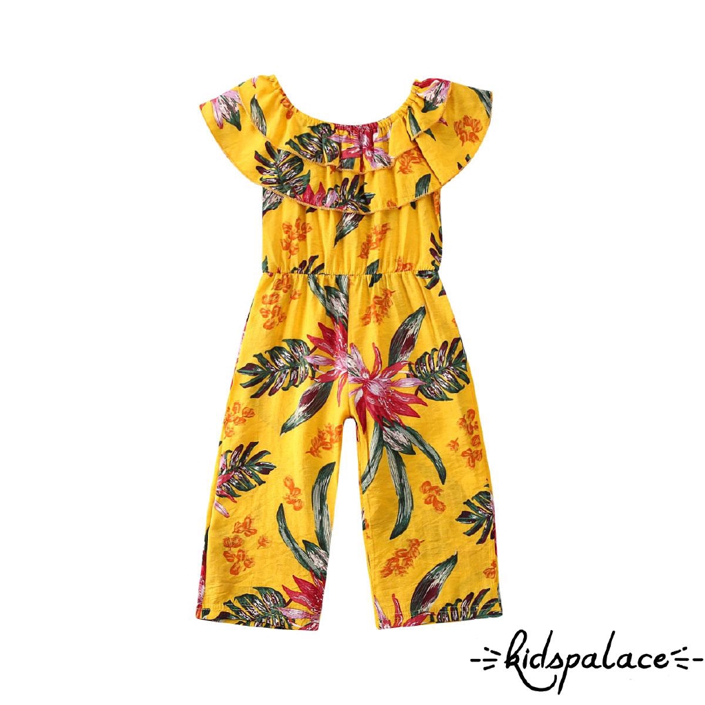 Jumpsuit Không Tay Họa Tiết Hoa Xinh Xắn Cho Bé Gái