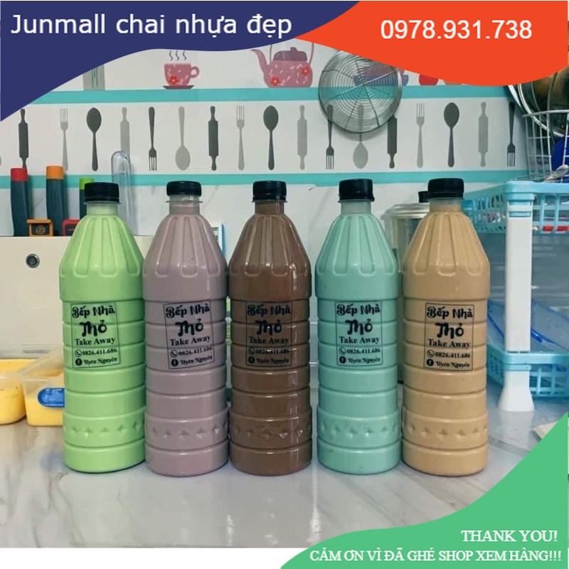 Chai nhựa đựng trà sữa loại sọc gân 1000ml, 1 lít