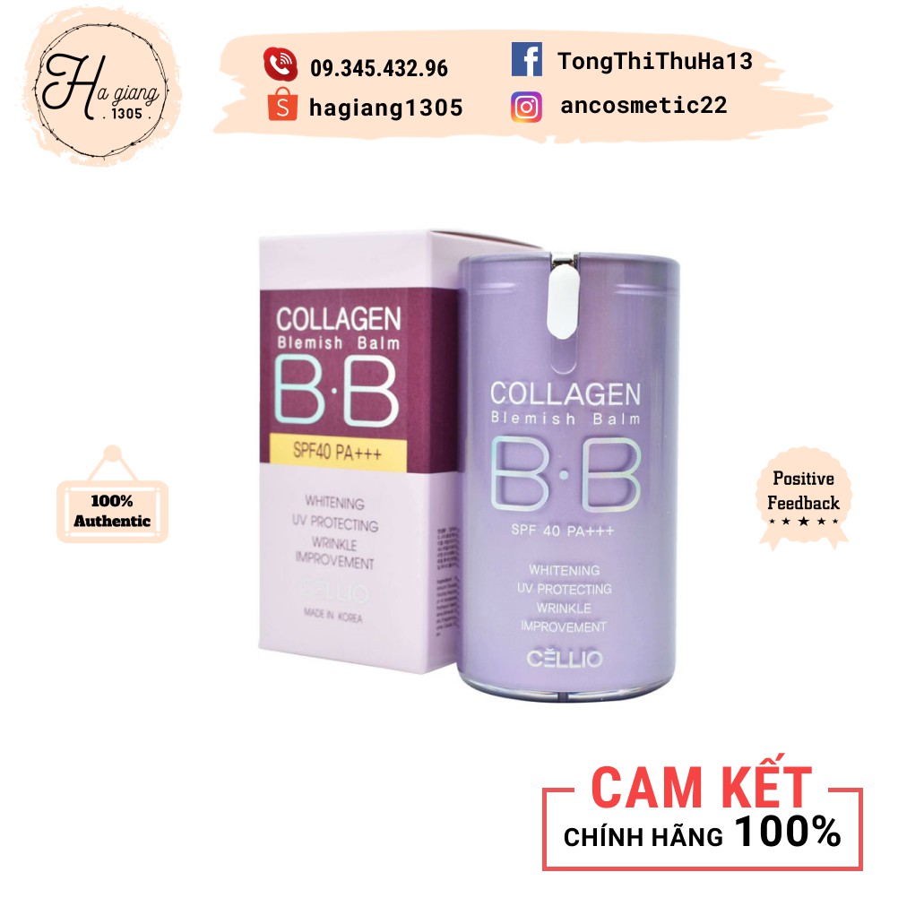 Kem nền BB Cream Cellio Collagen Blemish Baim 40ml SPF 40 PA +++